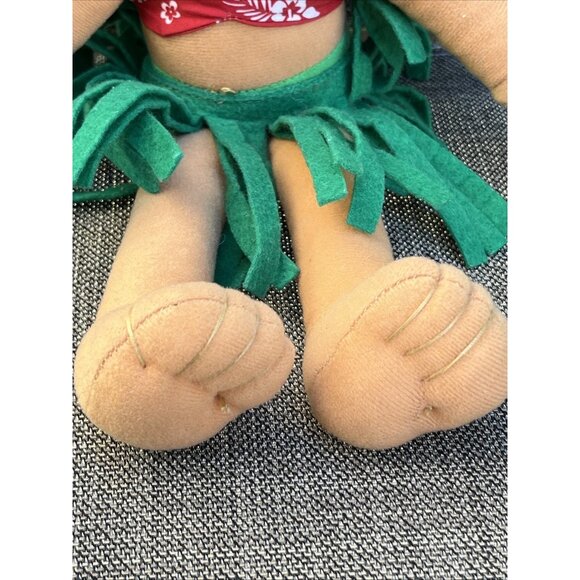 Hawaiian Hula Girl Plush Doll lot of 3 Hawaii Yarn Hair Aloha Pineapple - Picture 4 of 16